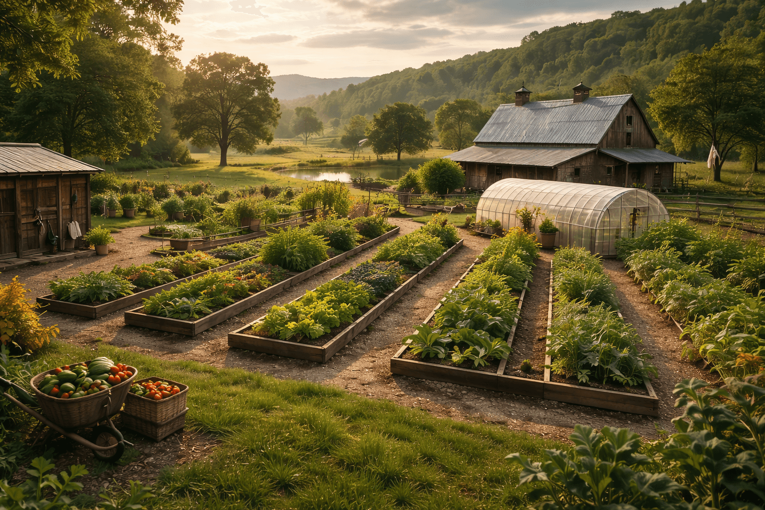 Homestead image representing land-based work, food systems, and practical responsibility.